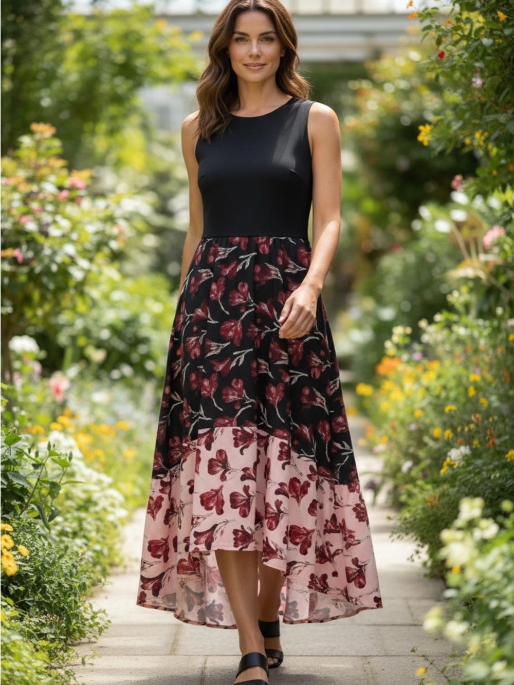 Anthropologie Hutch Sleeveless Floral Hi-Lo Dress Size‎ Small Wedding Guest Chic